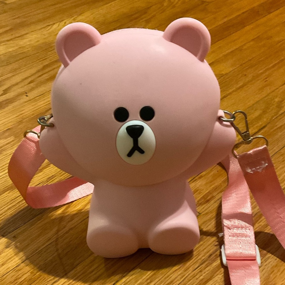 Official Line Friends in PINK Bear Cony Silicone STRAP Shoulder Crossbody BAG